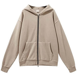 Venta al por mayor ácido lavado hombres Sudadera con capucha de gran tamaño personalizar ropa de calle Vintage hombres francés Terry cremallera sudaderas con capucha chaquetas con capucha - Product Image 4