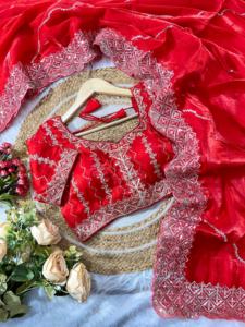 เครื่องแต่งกายที่ได้รับความนิยมแบบใหม่เสื้อส่าหรีผ้าไหม zimmy Choo นุ่มพิเศษแบบอินเดียปักลาย3มม. - Product Image 2