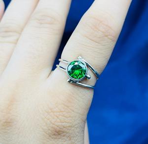 925 Sterling Silver Women's <b>Statement</b> <b>Ring</b> with Natural Green Garnet Diamond Elegant Jewelry - Product Image 4