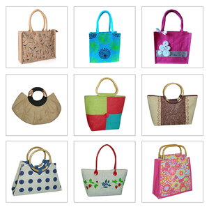 Wholesale Popular Stylish <b>Drawstring</b> Jute <b>Bag</b> for Gift Purpose Custom 3D Embroidered Lace Design Reusable Eco Friendly Pouch - Product Image 3