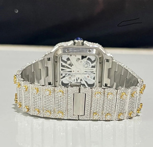 VVS Lab Diamond Watch Lujo Personalizar Hip Hop Skeleton relojes Reloj mecánico con oro amarillo correa de acero inoxidable CVD - Product Image 3