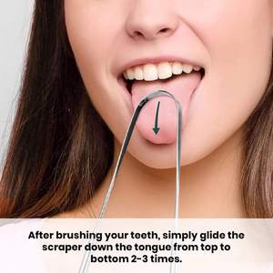 Adult Oral Health Stainless Steel <b>Tongue</b> <b>Cleaner</b>/Scraper Manual Power Source for Mouth and Teeth - Product Image 3