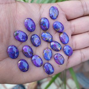อัญมณีทรงวงรีทรงหลวมสีเทอร์ควอยซ์ทองแดงสีม่วงธรรมชาติปรับเทียบสำหรับการจัดหาเครื่องประดับจำนวนมาก - Product Image 3