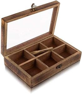 Caja Masala de madera de calidad superior para almacenar especias en la cocina con acabado artesanal tradicional - Product Image 1