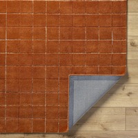 Custom Contemporary Terracotta Wool Carpet Handmade Small Grid Pattern Tufted Rug for Home Bedroom Home Decor Perfect Picnics