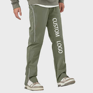OEM Custom Embroidery Casual Flared Sweatpants Jogger <b>Pants</b> for <b>Men</b> High Waist Plus Size Stack Drawstring Trousers - Product Image 4