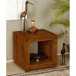 Elegante mesa de lámpara Kuber de madera maciza conceptual Nuevo diseño con camas de metal Muebles elegantes - Product Image 1