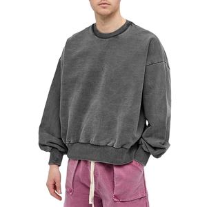 Sweat-shirts pour hommes en coton épais 400 g/m² de haute qualité, personnalisables avec logo, effet délavé, col rond, vente en gros, MADE BY BS 2026 - Product Image 1