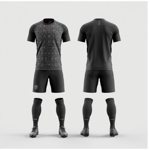 Uniforme de Fútbol Color Gris Carbón, Conjunto de Camiseta y Pantalones Cortos con Diseño de Cuadrícula Digital, Ropa Deportiva para Equipos Atléticos - Product Image 2