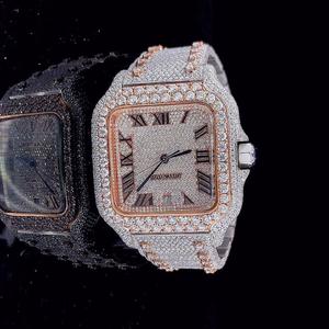 นาฬิกาสแตนเลสสุดหรูสำหรับผู้ชายผู้หญิงทำมือ VVS Moissanite เพชรเคลื่อนไหวอัตโนมัติ - Product Image 1