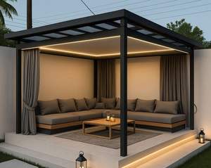 Pérgola de jardín de 3x3.6m montada en la pared con techo inclinado de PVC, toldo para patio exterior, para patio trasero y cochera, en venta para EE. UU. - Product Image 1