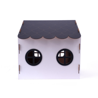Gepersonaliseerde opvouwbare MDF moderne houten hondenhuis met logo print, decoratieve binnenhondenverblijf, witte hondenkennel 42x42x38, geschikt voor alle seizoenen, OEM