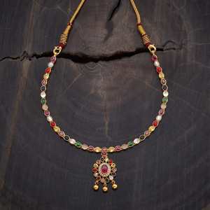 Silver Temple <b>Necklace</b> 173306 Trendy Religious Diamond and Pearl Chains for Weddings and Engagements - Product Image 2
