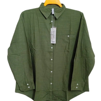 Kemeja Pria Lengan Panjang 100% Katun Satin Kerah Turun Kancing Tunggal Kasual Formal Polos Bernapas