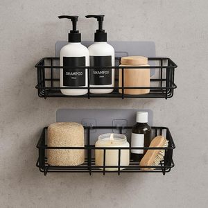Étagère de rangement de salle de bain, armoire à shampoing, étagère à épices, étagère en métal dans les organisateurs de salle de bain noirs - Product Image 6