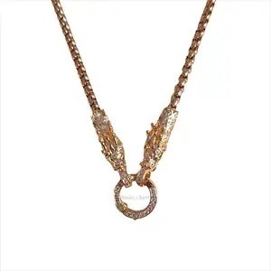 高档激光镶嵌龙头金项链，用于挂件或护身符美丽结实耐用