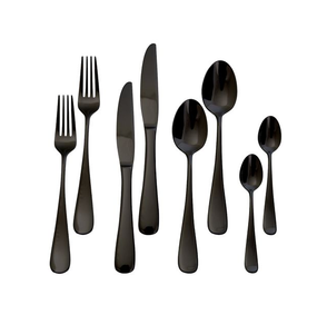 Cuchara de postre de acero con espejo personalizada, juego de 5 piezas, cuchara de postre de acero inoxidable de alta calidad de lujo, negro mate pulido - Product Image 5