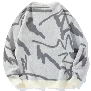 Pull à rayures pour hommes Pull à épaules tombantes Casual à manches longues Col Haut en tricot Côtelé Chaleur hivernale Coupe régulière Anti-rétrécissement - Product Image 2