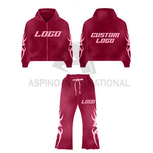 Streetwear unisexe avec peinture anti-éclaboussures personnalisé, survêtement de haute qualité, pantalon de survêtement lourd et sweat à capuche, ensemble de jogging d'hiver pour hommes - Product Image 2