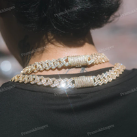 Chaîne cubaine en moissanite taille baguette 15 mm de haute qualité, collier double rangée en or massif 18 carats, style hip-hop, certifié GRA