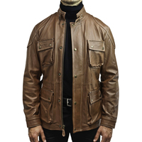 Blouson aviateur en cuir fin de mouton pour homme, séchage rapide, respirant, 4 poches, ceinturé, décontracté, camping, mode, OEM