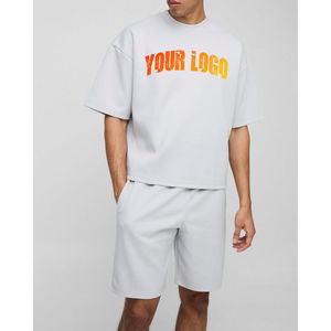 Ensemble T-shirt et short pour homme, décontracté, sport et quotidien, en coton, fabriqué en usine directement - Product Image 4
