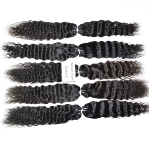 Extensions de cheveux humains naturels en vrac, cheveux indiens bruts à double trame, cuticules alignées, bouclés, couleur naturelle, aspect naturel, pour femmes noires - Product Image 2