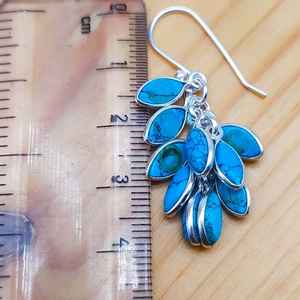 Boucles d'oreilles bohème Offre Spéciale boucles d'oreilles pendantes Turquoise naturelle pierre précieuse raisin Design argent Sterling Boho bijoux fête fabriqué vendeur - Product Image 2