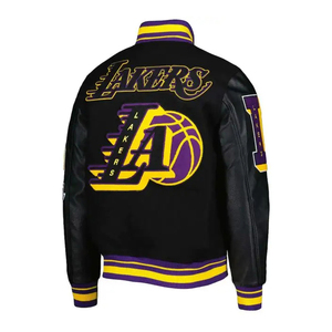 Veste universitaire Letterman de baseball à manches en cuir personnalisée avec broderie d'écusson de haute qualité OEM Vente en gros - Product Image 3