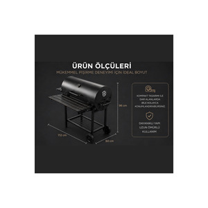 Parrilla de Carbón Vreli Moderna con Estante Lateral para Jardín y Balcón, Área de Cocción Grande de 76x40 cm, Material Metálico - Product Image 4