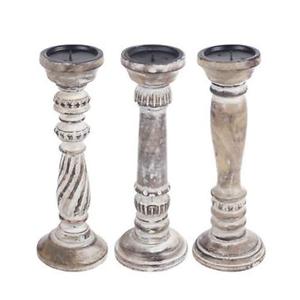 Porte-bougie en bois blanc, supports de bougies - Product Image 6