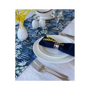 Serviettes de table en satin de coton biologique, écologiques, personnalisables, modernes, de haute qualité, brodées d'un motif abstrait, pour mariage - Product Image 4