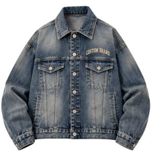 Chaqueta vaquera vintage azul oscuro para hombre, corte holgado, 100% algodón, con botones al frente, estilo casual, streetwear, tipo trucker, con bolsillos en el pecho. - Product Image 1