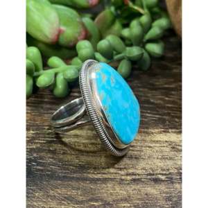 Bague réglable Wydell Billie Kingman en argent sterling turquoise, taille 8.5, bijou bohème tendance - Product Image 3