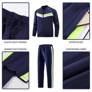 Survêtement athlétique à fermeture éclair pour hommes Veste et pantalon coupe ajustée Ensemble de jogging de sport Séchage rapide Tissu extensible respirant Performance - Product Image 6