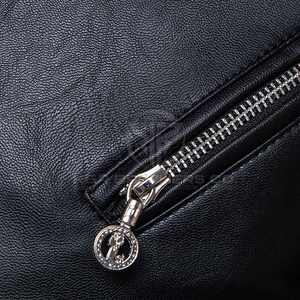 Chaqueta de Invierno de Cuero para Hombre, Elegante, Ajustada, con Cuello Alto y Logotipo Frontal, con Capucha, Suave, para Uso Diario Informal - Product Image 6