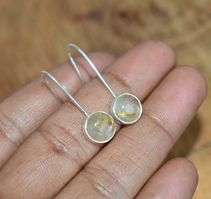 Último rutilo dorado Natural 925 plata esterlina forma redonda alambre hecho a mano gota colgante joyería regalo para cumpleaños al por mayor - Product Image 2