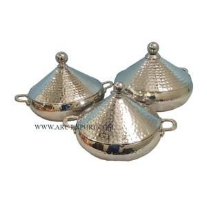 Marmite de qualité de luxe en métal faite à la main en acier inoxydable poli miroir pour servir des aliments Design élégant Plats en cocotte de forme ronde - Product Image 5