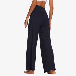 High <b>Waist</b> Wide Leg Pants for Women Casual Loose <b>Trousers</b> <b>Elastic</b> <b>Waist</b> Palazzo Yoga Pants Soft Comfy Lounge <b>Trousers</b> Wholesale - Product Image 3