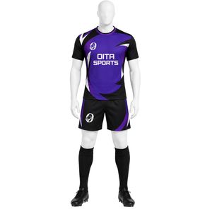Ensemble de rugby violet et noir pour hommes, maillot et short, uniforme d'équipe sportive, vêtements de sport légers, respirants, pour l'entraînement et les matchs - Product Image 1