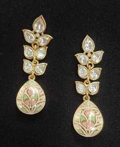 Classique à la mode Moissanite or longue boucle d'oreille élégante SKU AE-162 DK/C-1 - Product Image 2