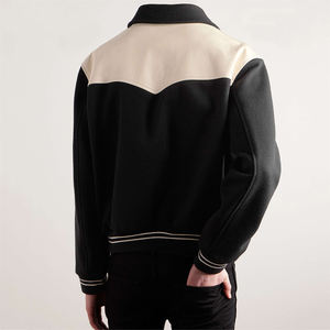 SAMAVIA logotipo personalizado universidad béisbol Varsity chaqueta PU manga lana bombardero hombres Letterman OEM uniforme escolar - Product Image 4