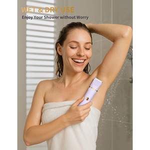 Tondeuse électrique rechargeable pour femme, utilisable sur peau sèche ou humide, étanche, pour le nez et la zone pubienne, avec station de charge USB - Product Image 3