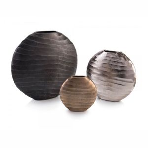 Florero Moderno de Metal Forjado a Mano, Centro de Mesa de Lujo para Decoración del Hogar, Florero Redondo de Aluminio Texturizado para Hotel o Boda - Product Image 1