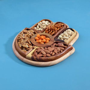 Plateau à plusieurs compartiments en bois naturel écologique Plateau à fruits secs en bois de haute qualité Plateau de serveur décoratif de table en gros - Product Image 3