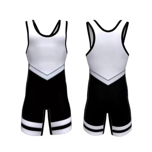 Combinaison de lutte rouge pour homme, col en V, sans manches, ajustée, respirante, en polyester, pour toutes les saisons, vêtements de lutte pour adultes. - Product Image 2