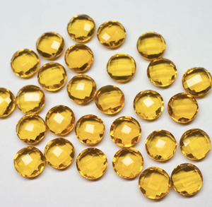 Citrine naturelle Briolette ronde à facettes jaune orange pierres précieuses en vrac Jaipur fabricant bijoux en quartz naissance de novembre - Product Image 1