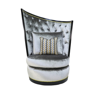 Fauteuil Calypso en bois d'acajou avec tissu en velours, qualité supérieure, pour usage intérieur. - Product Image 1