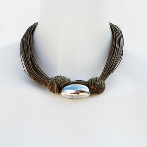 Forme Ovale Femme Look attrayant Métal et Coton De Luxe À La Main En Métal Moulé Fantaisie Collier Fantaisie Cadeau De Mariage X Mas - Product Image 5