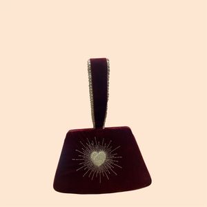 Sac à main pour femme en velours Heartshine avec décoration en diamant, fermeture à bouton, style à porter à la main, haute qualité, toutes saisons - Product Image 3